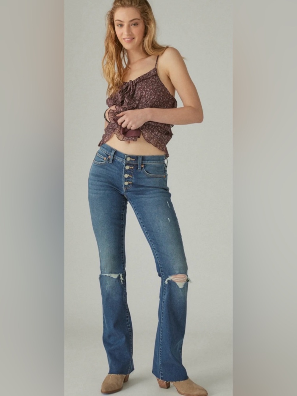 Lucky Brand Women's Boot-Cut Distressed Jeans - Blue
